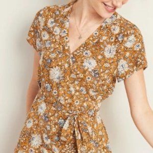 Old Navy midi wrap dress - mustard floral